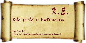 Káplár Eufrozina névjegykártya
